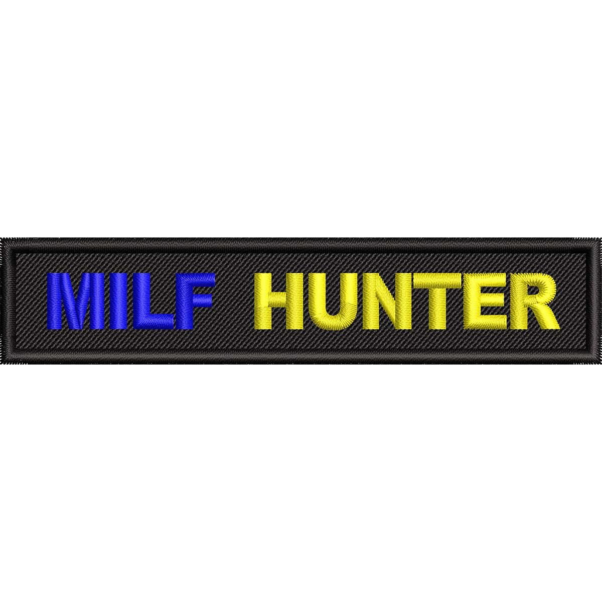 Шеврон нагрудний чорний Milf Hunter (Мілф Хантер) 25х120мм на липучці