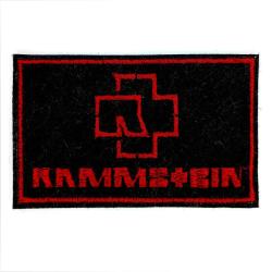 Нашивка патч RAMMSTEIN логотип с названием группы в красно-чёрный рамке 90х60мм на клеевой основе