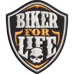 Нашивка патч байкерська "Biker for Life" (Байкер на все життя) 81х96мм на клейовій основі